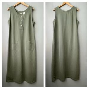 White Stag Jumper Dress Size L Sage Green Minimalist Lagenlook Modest Country